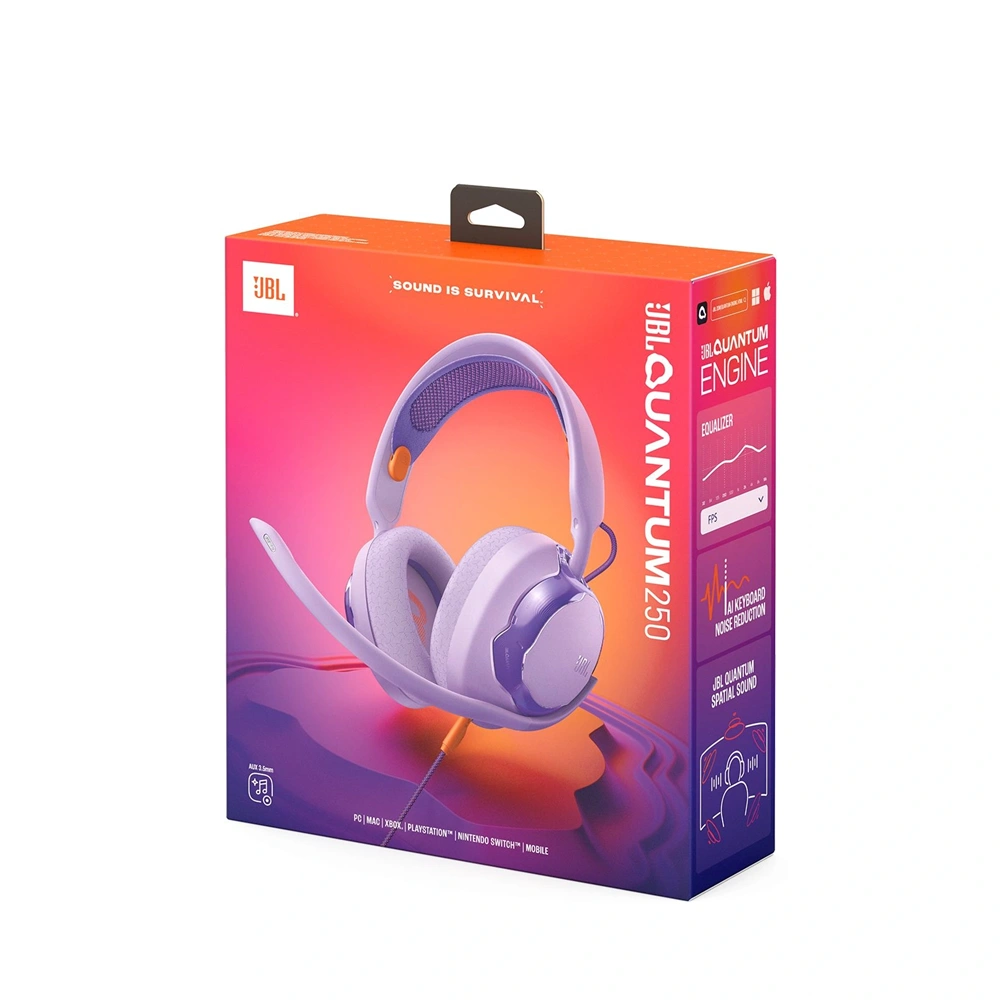JBL Quantum 250 vezetékes lila gamer headset