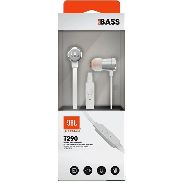 JBL T290SILE ezüst mikrofonos fülhallgató