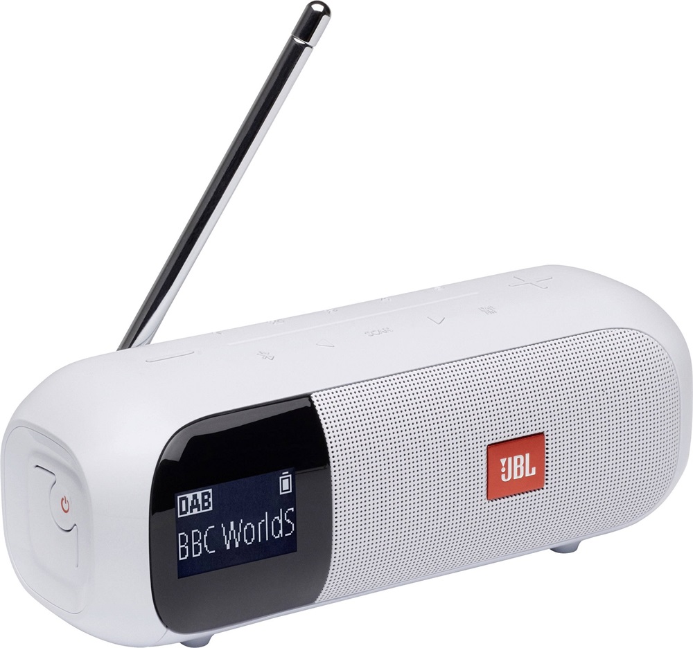 JBL Tuner2 fehér hordozható Bluetooth FM/DAB rádiós hangszóró
