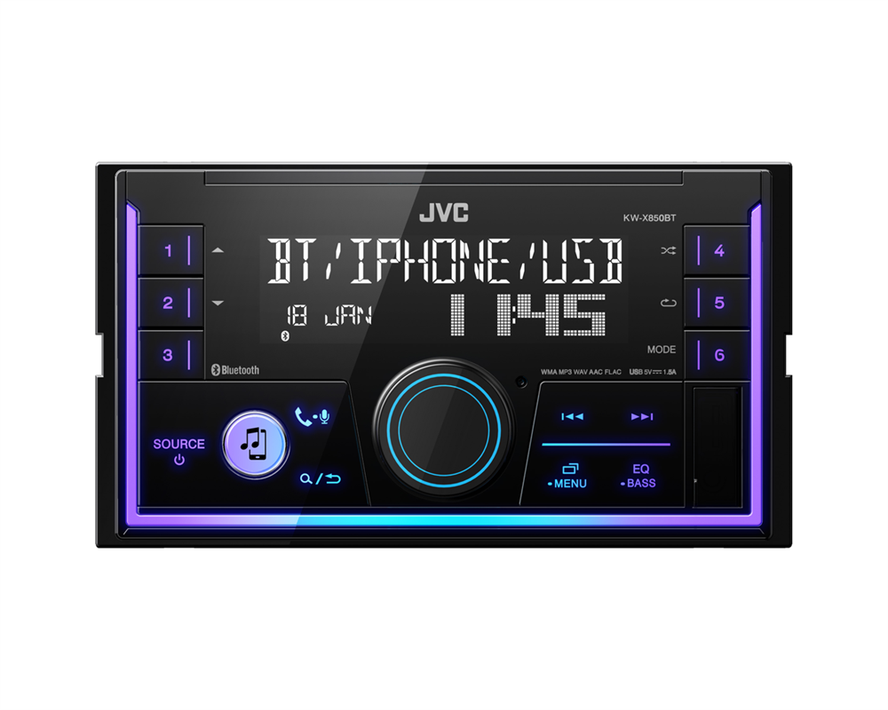JVC KW-X850BT 2DIN Bluetooth/USB/AUX mechanika nélküli autóhifi fejegység (Újszerű)