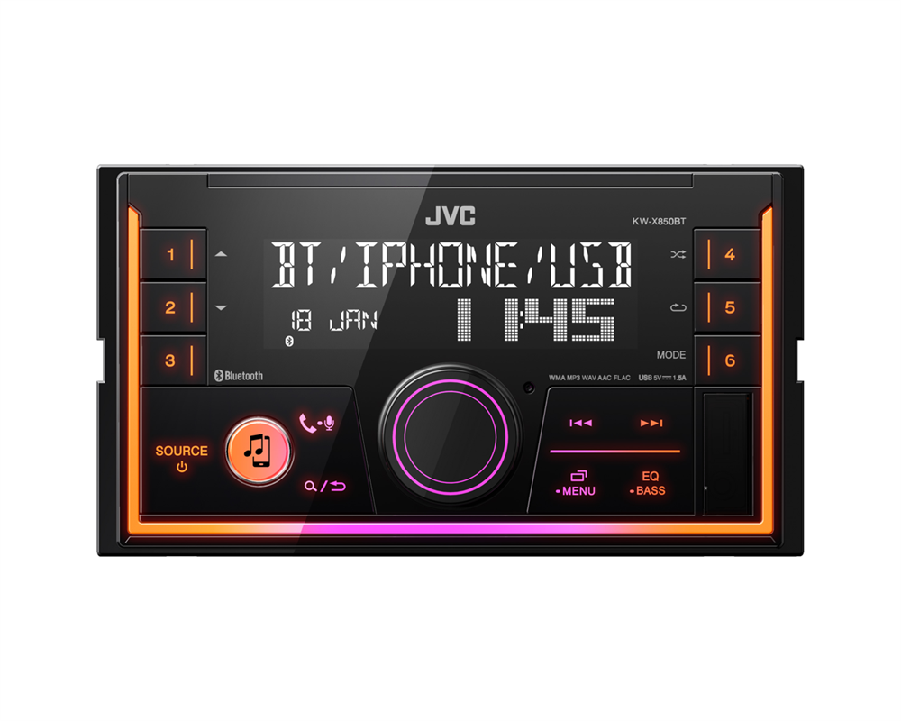 JVC KW-X850BT 2DIN Bluetooth/USB/AUX mechanika nélküli autóhifi fejegység (Újszerű)