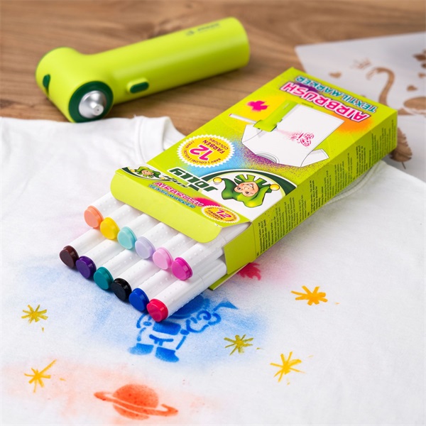 Jolly Airbrush Textile 12 darabos kétvégű színes textilmarker utántöltő készlet