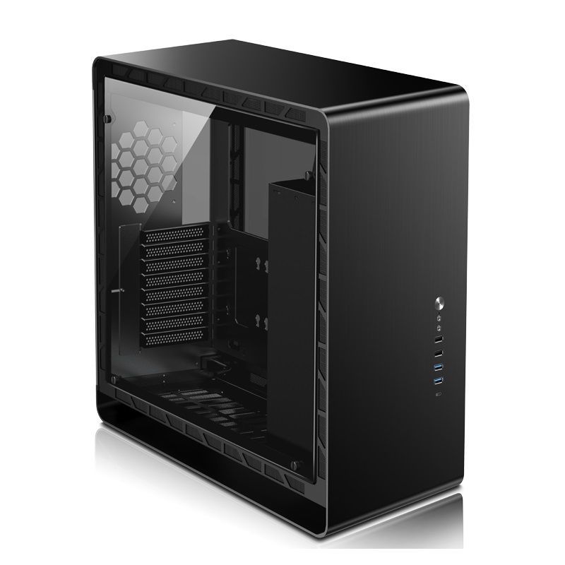 Jonsbo UMX6 E-ATX fekete edzett üveg ház + Underglow