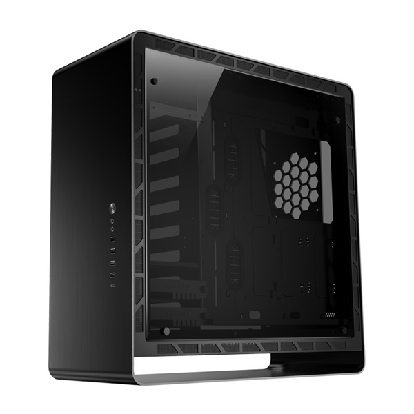 Jonsbo UMX6 E-ATX fekete edzett üveg ház + Underglow