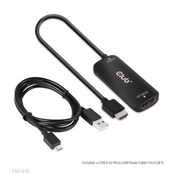 Club3D CAC-1335 HDMI + Micro USB - DisplayPort 4K120Hz/8K30Hz aktív adapter
