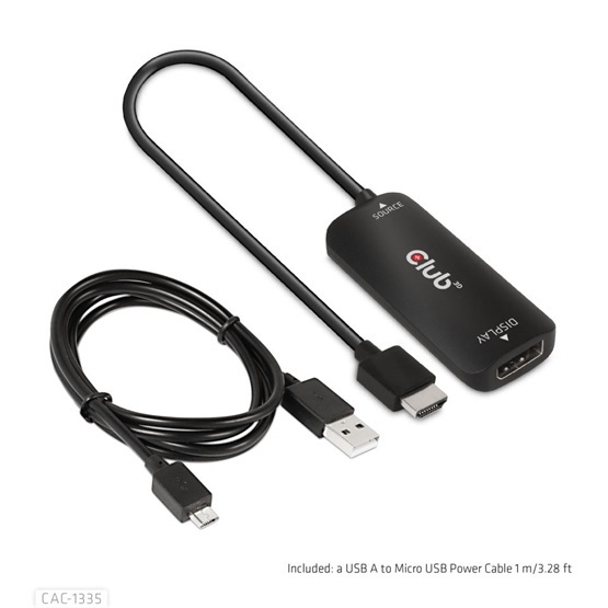 Club3D CAC-1335 HDMI + Micro USB - DisplayPort 4K120Hz/8K30Hz aktív adapter