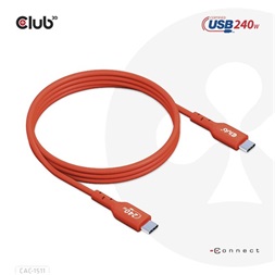 Club3D CAC-1511 1m USB2 Type-C 480Mb PD 240W adat- és töltőkábel