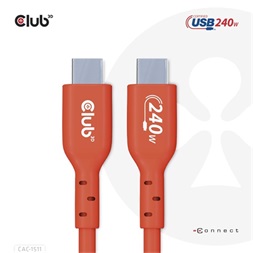Club3D CAC-1511 1m USB2 Type-C 480Mb PD 240W adat- és töltőkábel