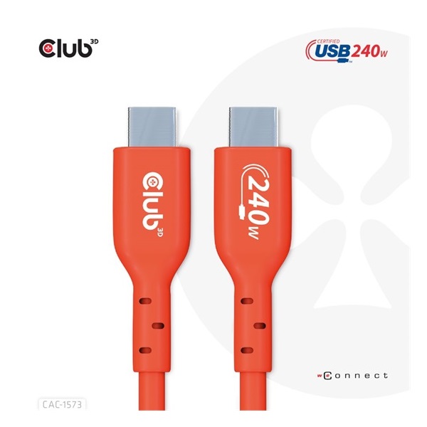 Club3D CAC-1573 2m USB2 Type-C 480Mb PD 240W adat- és töltőkábel