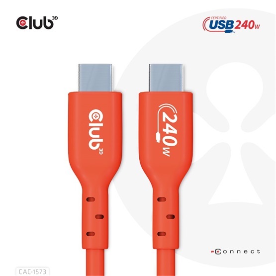 Club3D CAC-1573 2m USB2 Type-C 480Mb PD 240W adat- és töltőkábel