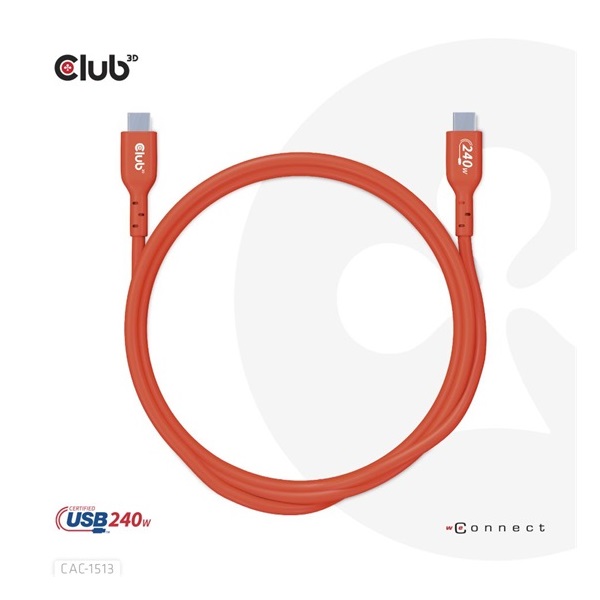 Club3D CAC-1513 3m USB2 Type-C 480Mb PD 240W adat- és töltőkábel
