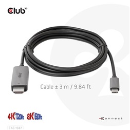 Club3D CAC-1587 USB Gen2 Type C to HDMI 4K120Hz 8K60Hz HDR10 aktív kábel