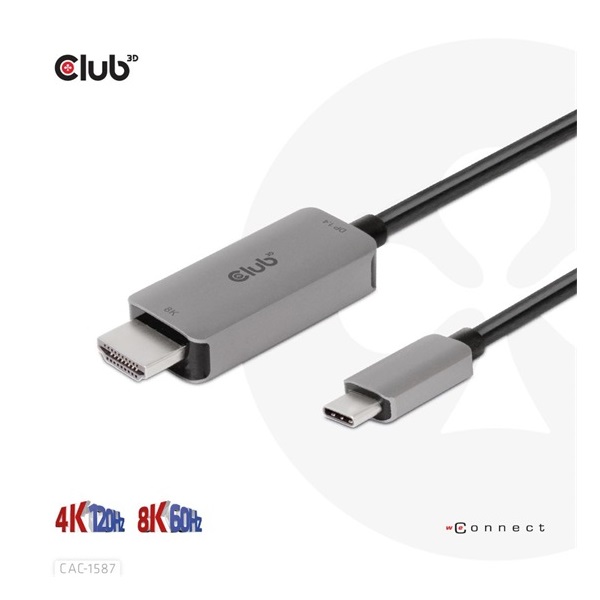 Club3D CAC-1587 USB Gen2 Type C to HDMI 4K120Hz 8K60Hz HDR10 aktív kábel