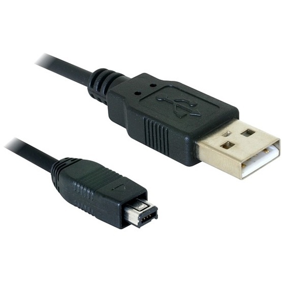 Delock 82208 1,5m USB - B mini 4pin Hirose - USB - A apa - apa kamera kábel