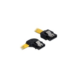 Delock 82492 0,3m bal/egyenes sárga SATA (fémlappal) összekötő kábel