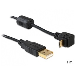 Delock 83148 1m USB-A apa > USB micro-B apa 90°-ban forgatott fel/le kábel
