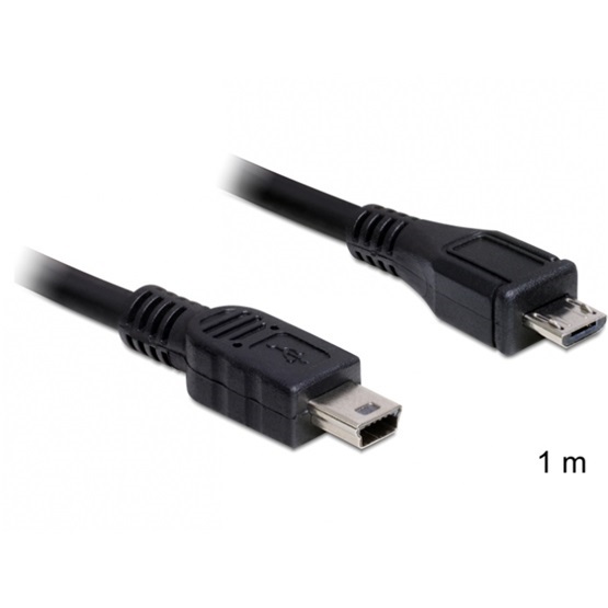 Delock 83177 1m USB 2.0 micro-B apa - USBmini apa kábel