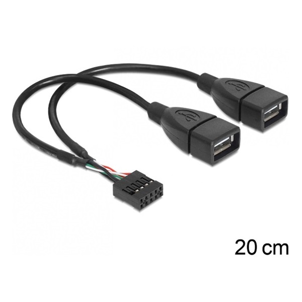 Delock 83292 0,2m USB 2.0 A 2 x anya -pin header kábel