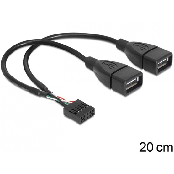 Delock 83292 0,2m USB 2.0 A 2 x anya -pin header kábel