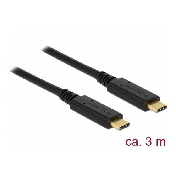 Delock 83325 3m USB-C 2.0 kábel PD 5A E-Marker adat- és töltőkábel