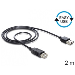 Delock 83371 2m EASY - USB 2.0 A apa/USB 2.0 A anya hosszabbító kábel