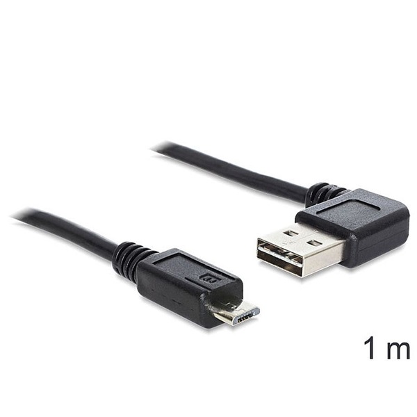 Delock 83382 1m EASY - USB 2.0 A apa hajlított/USB 2.0 micro - B apa kábel