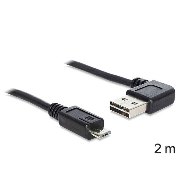 Delock 83383 2m EASY - USB 2.0 A apa hajlított/USB 2.0 micro - B apa kábel