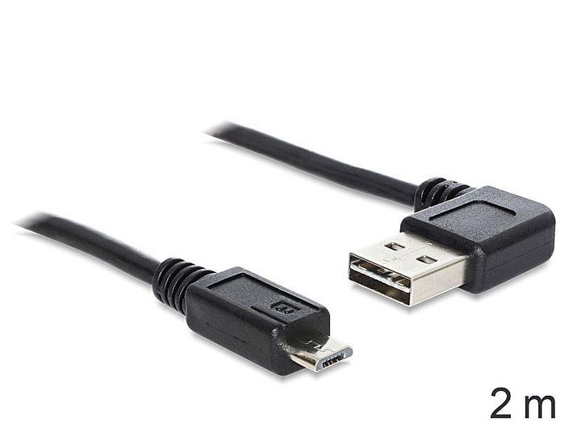 Delock 83383 2m EASY - USB 2.0 A apa hajlított/USB 2.0 micro - B apa kábel