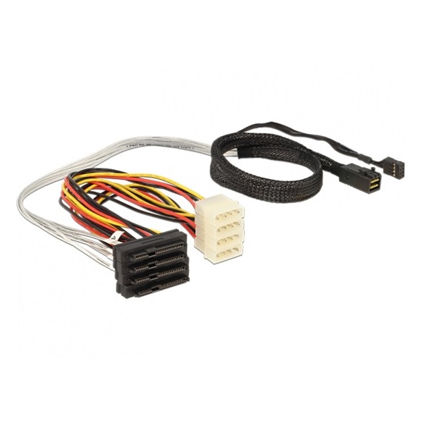 Delock 83390 0,5m mini SAS HD x 4 SFF 8643 apa > 4 x SAS 29pin SFF 8482 anya kábel