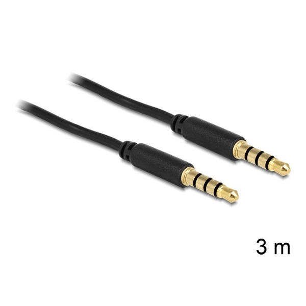 Delock 83437 3m 3,5mm 4pin csatlakozó > csatlakozó sztereo kábel