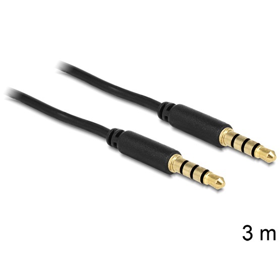 Delock 83437 3m 3,5mm 4pin csatlakozó > csatlakozó sztereo kábel