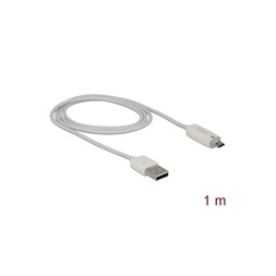 Delock 83604 1m micro USB2.0 - USB LED visszajelzéssel fehér adat- és töltőkábel