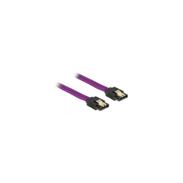 Delock 83691 0,5m 6Gb/s egyenes-egyenes lila SATA (fémlappal) kábel