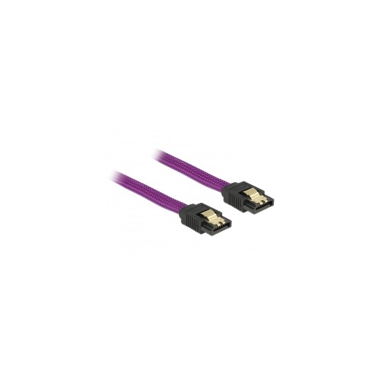 Delock 83691 0,5m 6Gb/s egyenes-egyenes lila SATA (fémlappal) kábel