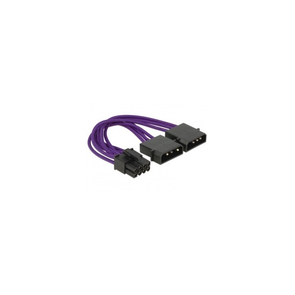 KAB Delock 83705 PCI Express 8pin apa > 2 x 4pin apa textil borítású tápkábel - Lila