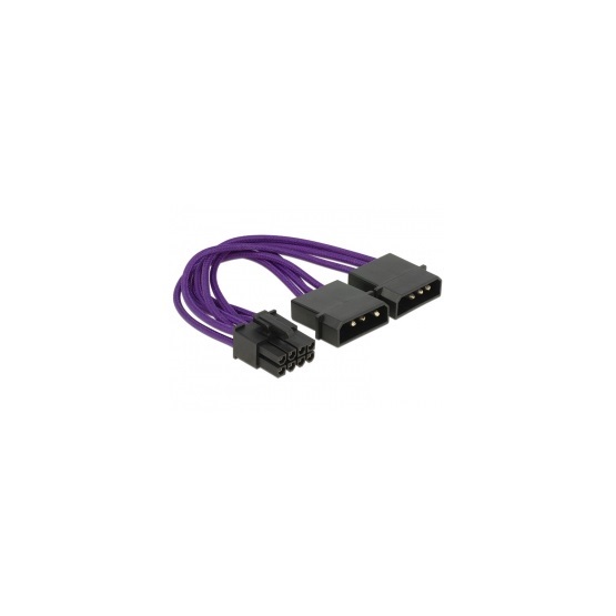 KAB Delock 83705 PCI Express 8pin apa > 2 x 4pin apa textil borítású tápkábel - Lila