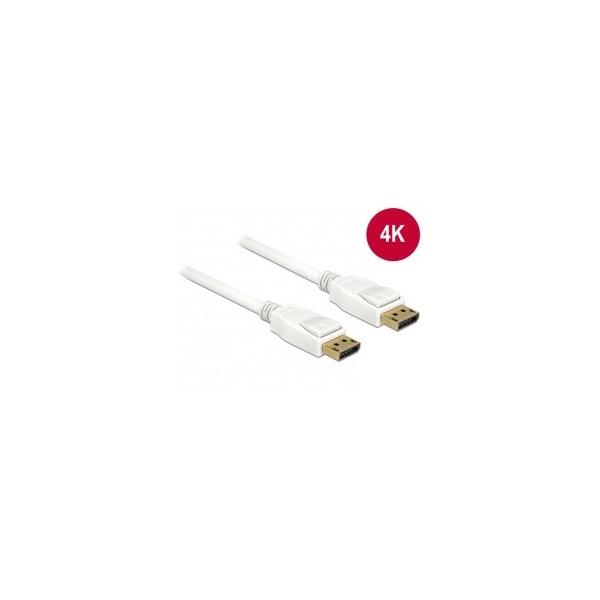 Delock 84877 Displayport 1.2 dugó > Displayport dugó 4K kábel - 2m - Fehér