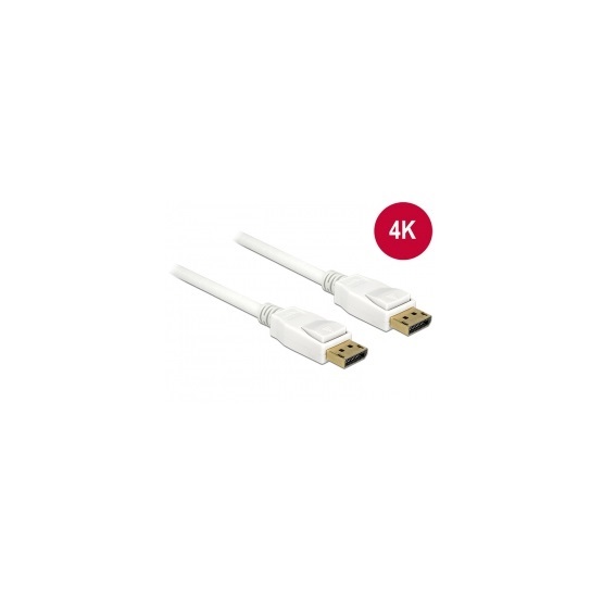 Delock 84877 Displayport 1.2 dugó > Displayport dugó 4K kábel - 2m - Fehér