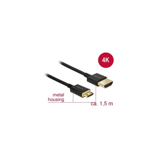 Delock 84777 1,5m HDMI-A > HDMI Mini-C High Speed HDMI-kábel Ethernettel
