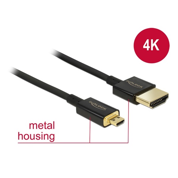 Delock 84788 0,5m HDMI-A - HDMI Micro-D High Speed HDMI kábel Ethernettel