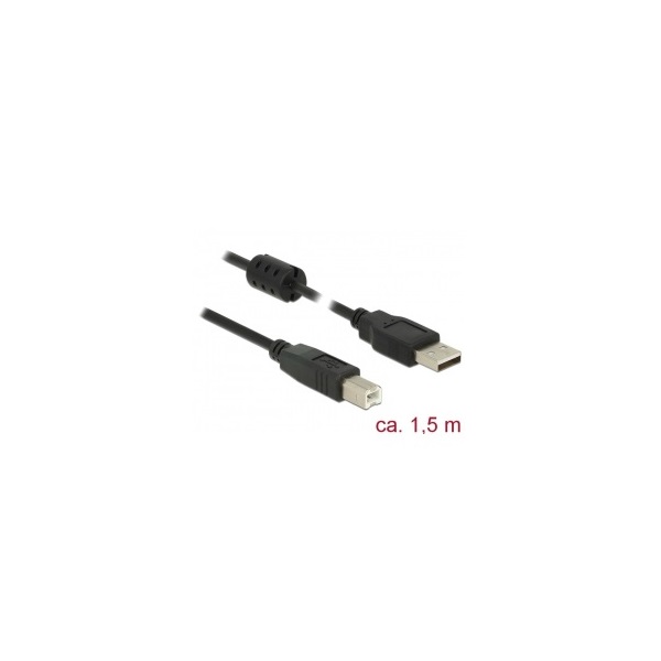 Delock 84896 1,5m USB 2.0 A dugó > USB 2.0 B dugó fekete kábel