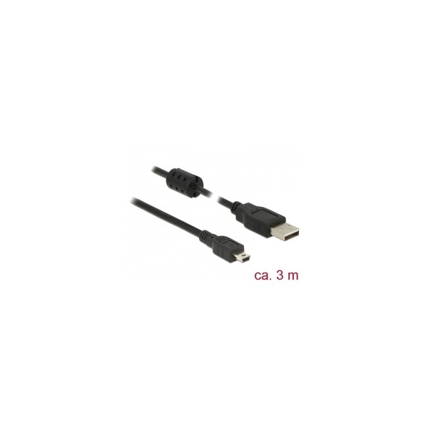 Delock 84915 3m USB 2.0 A dugó > USB 2.0 Mini B dugó fekete kábel