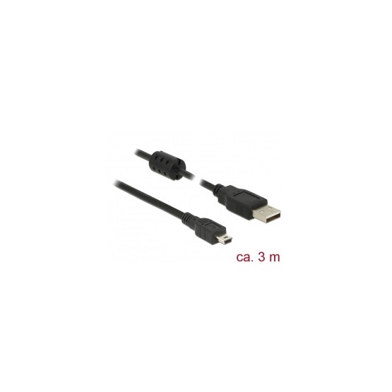 Delock 84915 3m USB 2.0 A dugó > USB 2.0 Mini B dugó fekete kábel