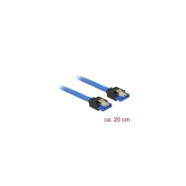 Delock 84977 0,2m 6 Gb/s hüvely, egyenes > SARA hüvely, egyenes kék/aranyszínű kapcsokkal SATA kábel