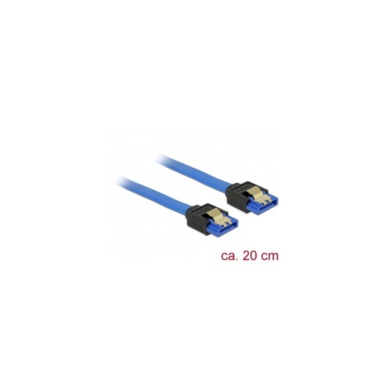 Delock 84977 0,2m 6 Gb/s hüvely, egyenes > SARA hüvely, egyenes kék/aranyszínű kapcsokkal SATA kábel