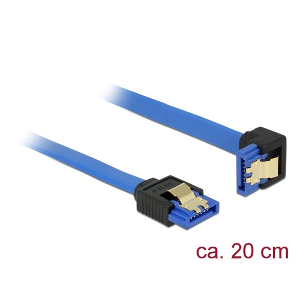 Delock 85089 0,2m 6Gb/s hüvely egyenes > SATA hüvely lefelé ívelt kék SATA kábel
