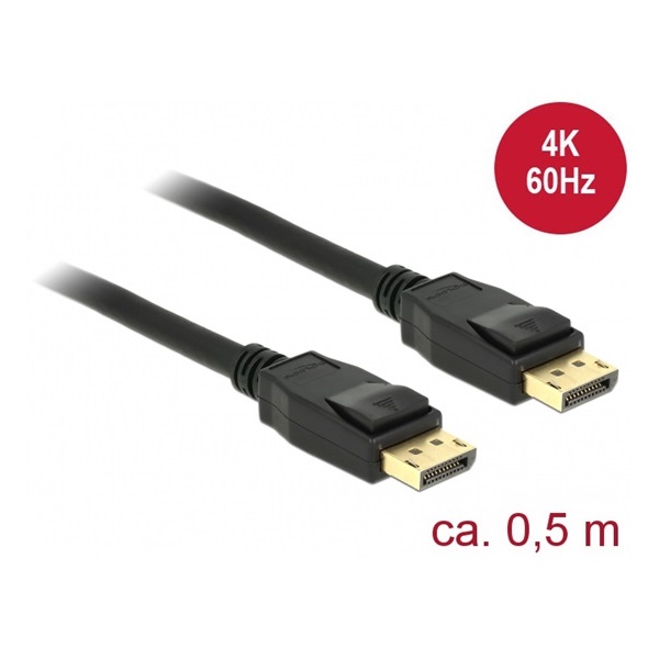 Delock 85506 0,5m Displayport dugó > Displayport dugó 4K 60 Hz kábel