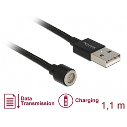 Delock 85724 1,1m Mágneses USB fekete adat- és töltőkábel