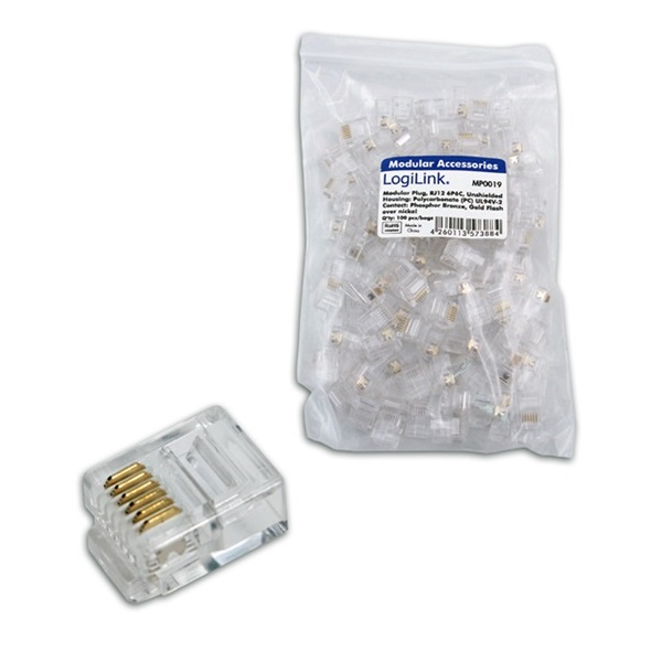 LogiLink MP0019 100db/cs RJ12 elemes csatlakozódugasz