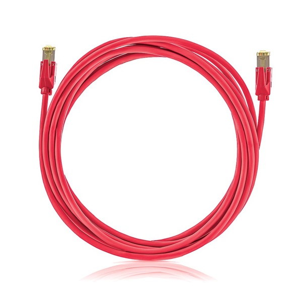 KE-Line Cat6A 10Gigabit STP Patch Kábel 1m piros